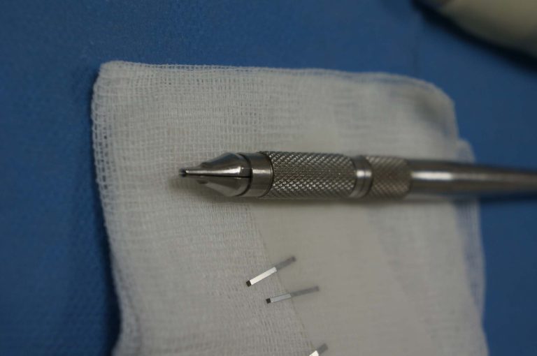 Custom blades are used to get the smallest incisions to get the maximum density