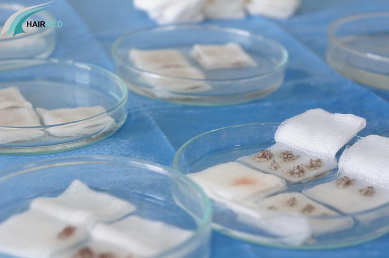 Greffes néttoyées dans un pétris de prp et de sérum physiologique