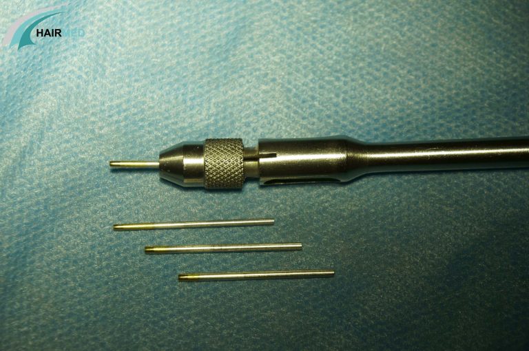 Punchs FUE manuels de différentes tailles pour la greffe de cheveux sans cicatrice